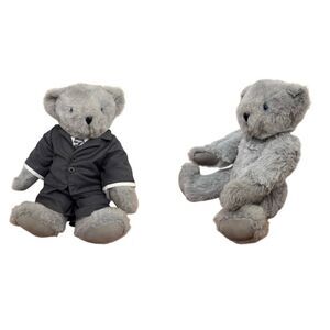 Vermont Teddy Bear Company Jointed Gray 16" with Blue Signature Eyes Gray Suit